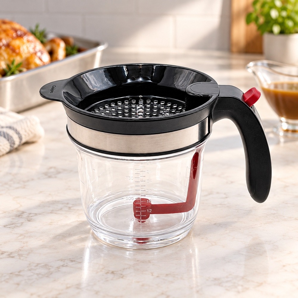 Cuisipro 4 Cup Fat Separator 747301 Bottom Release Strainer Gravy 1L Tritan